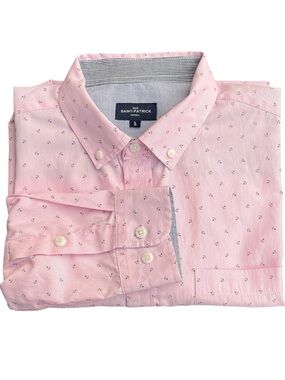 Rue Saint-Patrick Pink Micro Pinstripe Anchor Pattern Button-Down Shirt (L)